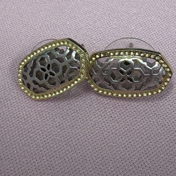 Kendra Scott Silver and Gold Geometric Earrings - Picture 1 of 1